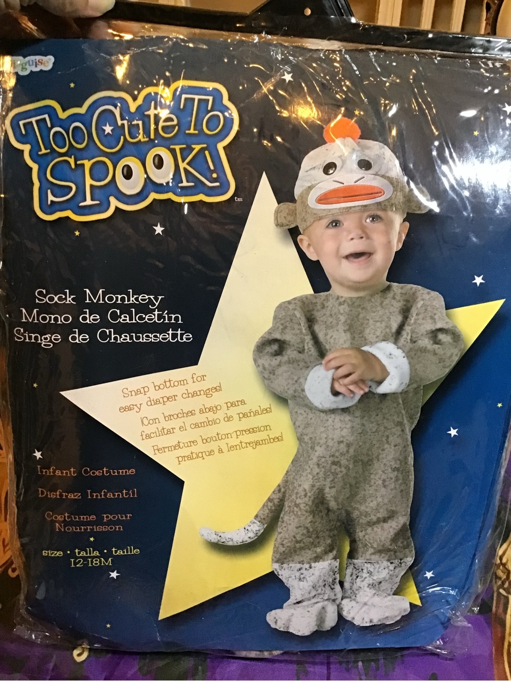 Disguise unisex baby sock monkey costume size 12/18 months